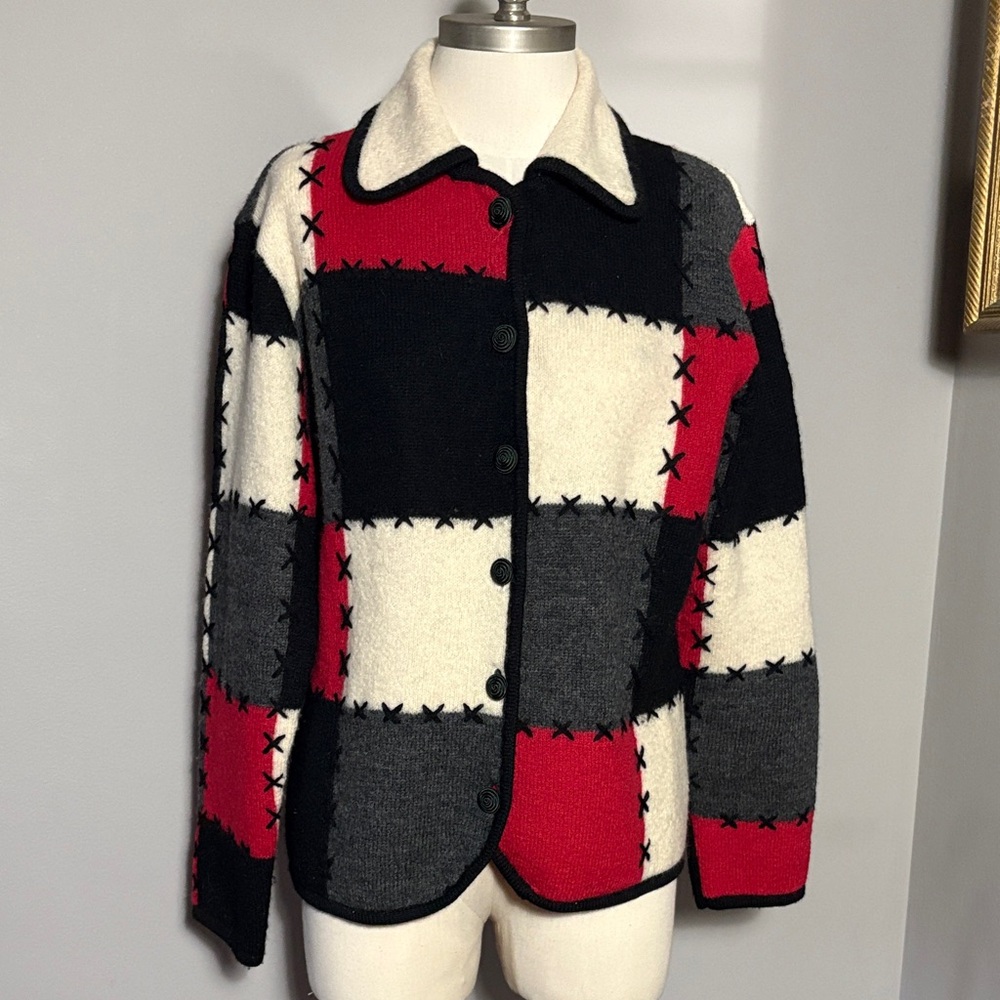 WondraWool by Knitting Needles VINTAGE Medium Wool Cardigan Sweater